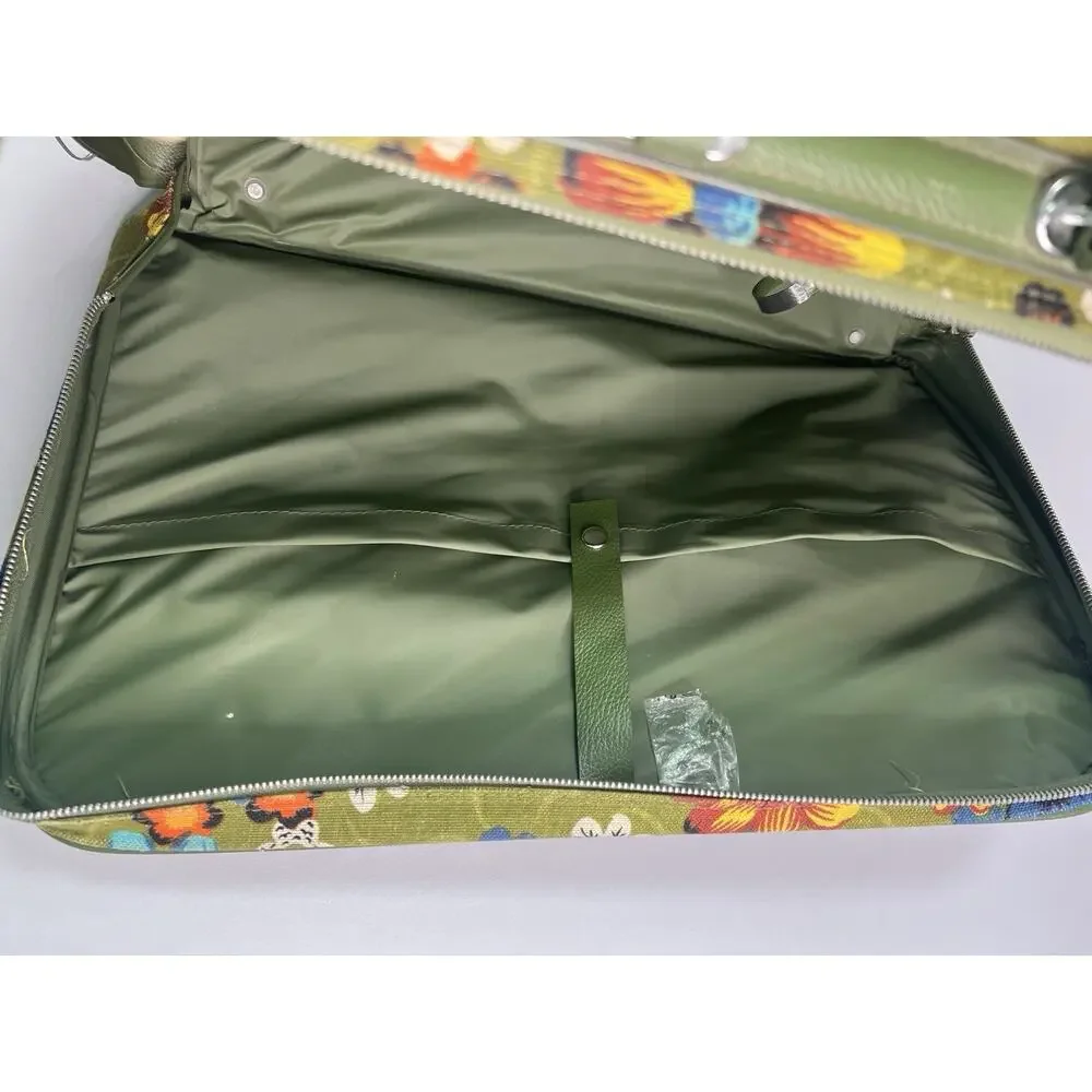 Vintage 1960s Floral Green Bantam Travel Bag Suitcase Retro Mod